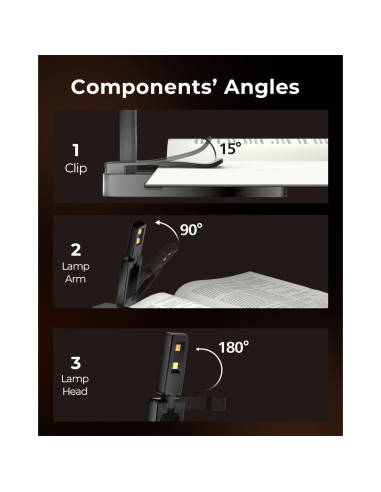Luz de Lectura Plegable Lucarni 3 Colores 700mAh Negra