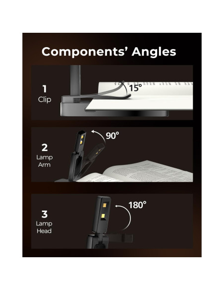 Luz de Lectura Plegable Lucarni 3 Colores 700mAh Negra