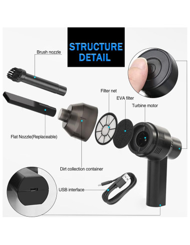 Aspiradora Mini Recargable Dealswin para Teclado y Laptop