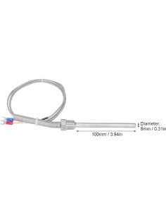 Termopar Tipo K Srliya 0-400C 8mm x 100mm Sonda Inoxidable 2