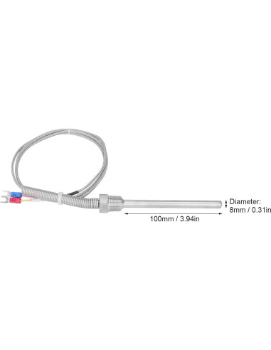 Termopar Tipo K Srliya 0-400C 8mm x 100mm Sonda Inoxidable