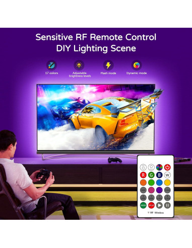 HAMLITE Luces LED RGB para TV 85-95" 6.4m USB Control Remoto
