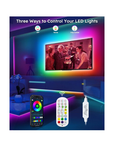 Tira de Luces LED MORIACC 3.0M para TV 23-43" Control Remoto