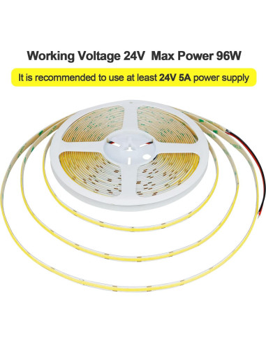 Tira LED COB 10M 24V 6800lm Luz Cálida 3000K QX