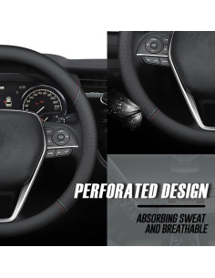 Cubierta de Volante de Cuero Nappa LKWLIKEI 15" Antideslizante 2