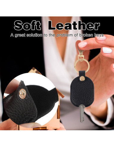 Funda de Llave de Cuero Sintético Negra para Llaves Rotas