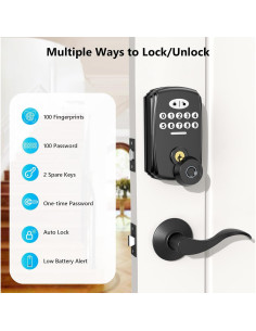 Cerradura Biométrica PHYSEN con Huella Dactilar y Manijas 2