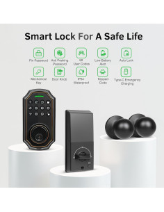 Cerradura Inteligente SUBPOT E02 con Teclado y Manijas - Niquel Satinado 2