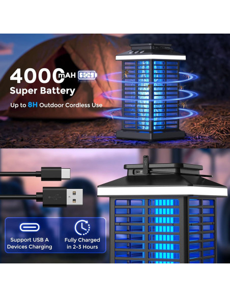 Zapper de Insectos KOOSA 4000V Recargable con Luz LED