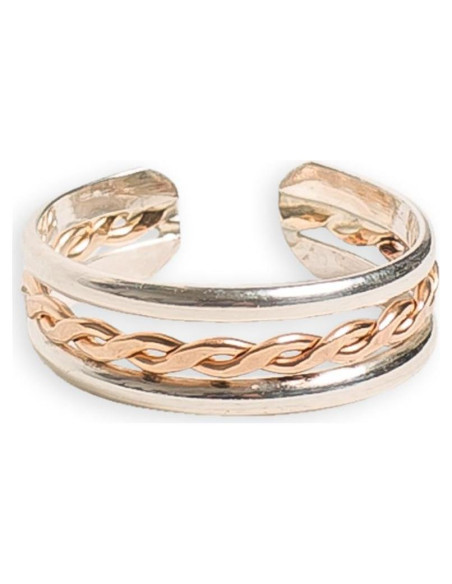 Anillo de dedo del pie ajustable .925 plata esterlina y oro 14K