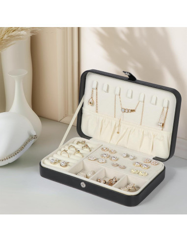 Estuche de Joyería de Viaje Hatori Negro PU para Mujeres