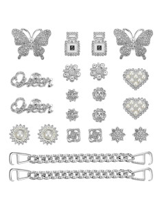 Juego de Encantos de Zapatos Brillantes 22 Pcs Plata KFHENSOMR