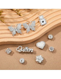 Juego de Encantos de Zapatos Brillantes 22 Pcs Plata KFHENSOMR 2