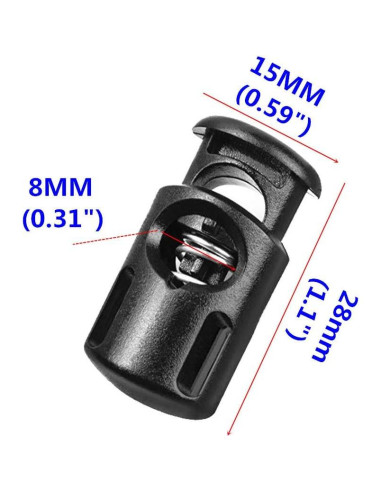 Bloqueos de Cuerda YaHoGa 25 pcs + 10 yardas Cuerda 3mm Negra