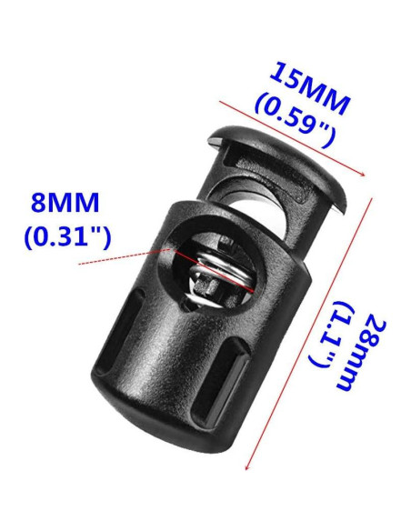 Bloqueos de Cuerda YaHoGa 25 pcs + 10 yardas Cuerda 3mm Negra