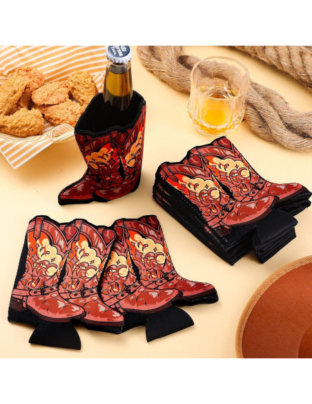 24 Enfriadores de Lata Vaquero SiliFine Neopreno 12oz Marrón