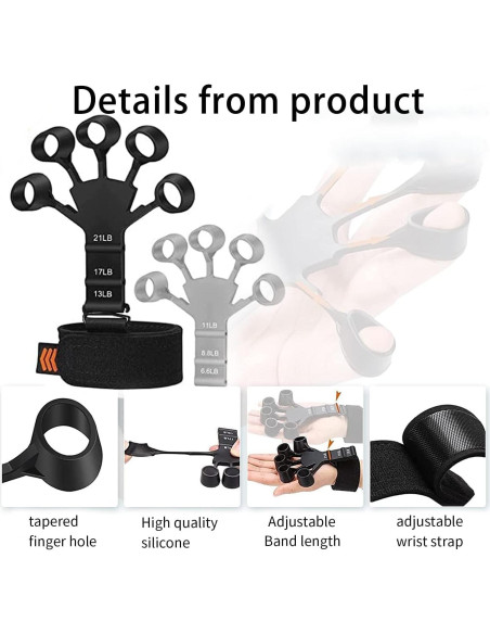 Entrenador de Fuerza de Agarre Wuvee 6 Niveles Ajustable