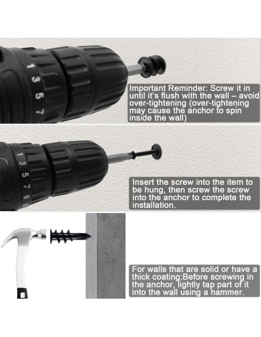 KURUI Kit de Anclajes de Yeso Autoperforantes 140 Piezas 34kg