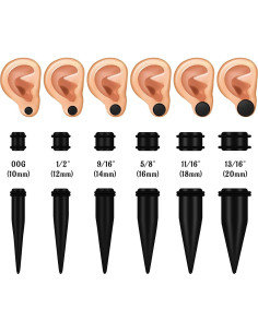 Kit de Estiramiento de Orejas Longbeauty 24 Piezas 00G-20mm 2