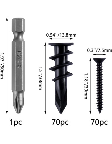 KURUI Kit de Anclajes de Yeso Autoperforantes 140 Piezas 34kg