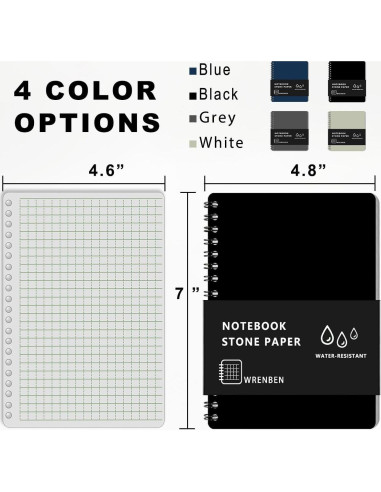 Cuadernos Espirales Impermeables WRENBEN 2PCS 100 Páginas