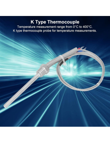 Termopar Tipo K Srliya 0-400C 8mm x 100mm Sonda Inoxidable