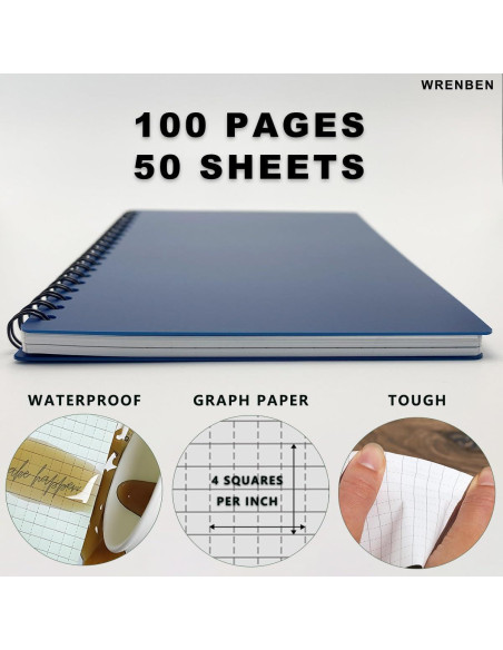 Cuadernos Espirales Impermeables WRENBEN 2PCS 100 Páginas