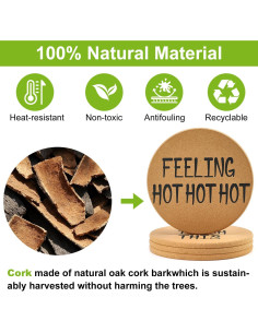 Juego de 4 Trivetes de Corcho Renawe Redondos 19.05 cm 2