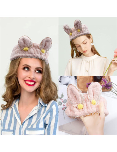 Cinta para el cabello Hofar con orejas de conejo - Rosa