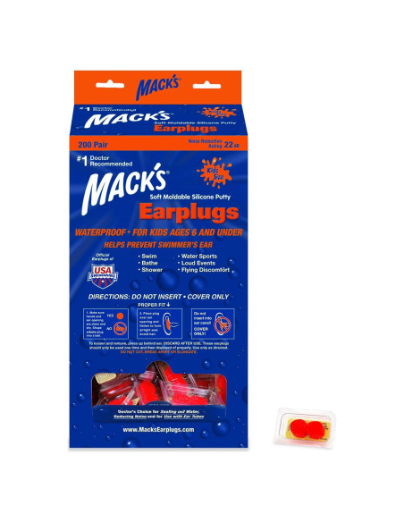 Tapones para Oídos de Silicona Moldable Mack's Niños 200 Pares