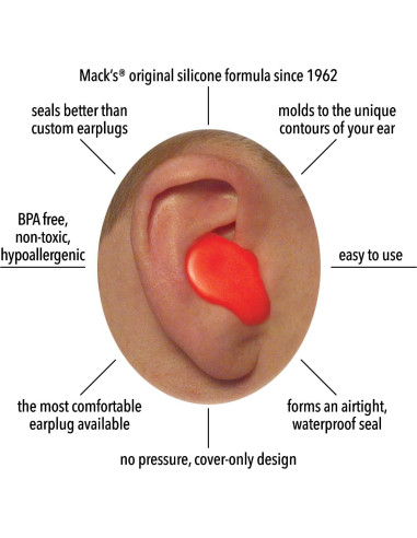 Tapones para Oídos de Silicona Moldable Mack's Niños 200 Pares