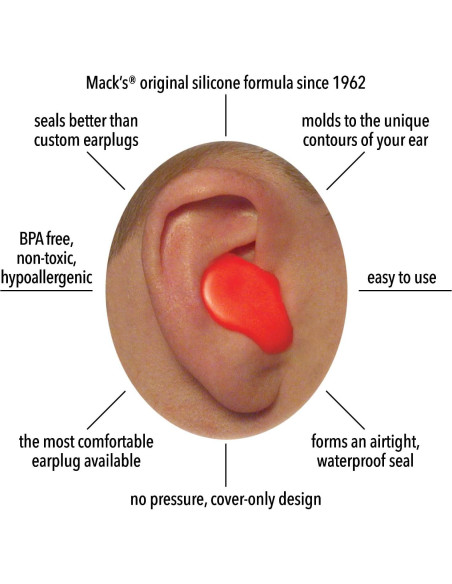 Tapones para Oídos de Silicona Moldable Mack's Niños 200 Pares