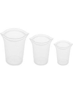 Set de 3 Tazas de Silicona Reutilizables Zip Top - A Prueba de Microondas 2