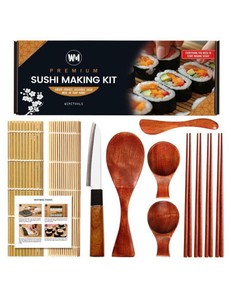 Kit de Sushi Premium Wimitools - 10 Piezas, Madera Natural Kit de Sushi Premium Wimitools - 10 Piezas, Madera Natural