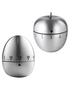 Temporizador de Cocina Mecánico Tomotato 2 Piezas Acero Inoxidable