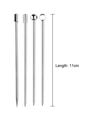 20 Palillos de Cóctel de Acero Inoxidable 11cm Reutilizables