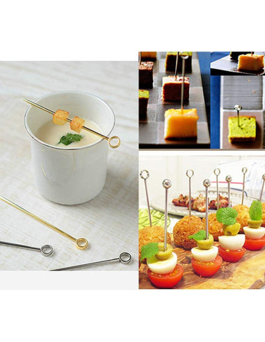 20 Palillos de Cóctel de Acero Inoxidable 11cm Reutilizables