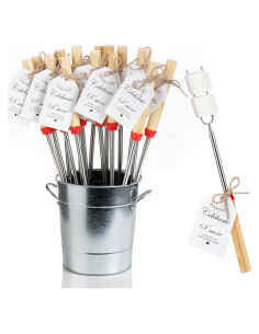 24 Palos de S'mores Retráctiles + Etiquetas + Cuerda - Fiesta