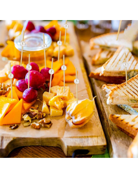 100 Palillos de Cóctel de Perla Blanca 11.94 cm para Aperitivos