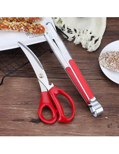 Juego de Tijeras y Pinzas para Barbacoa Shiyueshiri Rojo 2