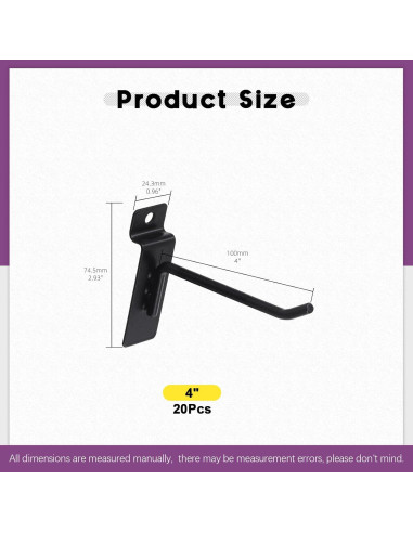 Ganchos de Slatwall Swpeet 10.16 cm 20 Pcs Alta Resistencia