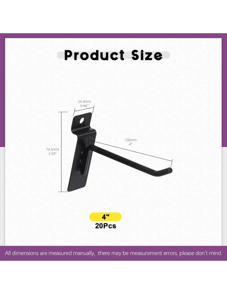 Ganchos de Slatwall Swpeet 10.16 cm 20 Pcs Alta Resistencia