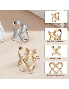 Anillo de Bufanda SYWDUDUCLT para Mujeres - Oro y Plata, 2 Pcs 2