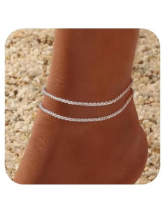 Pulsera de Tobillo de Plata Tewiky Ajustable Impermeable