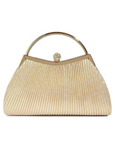 Bolso de Noche Brillante para Mujeres Oro con Cadena 20x14x5cm