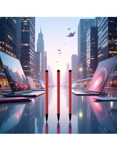 Set de 3 Plumas Estilográficas Rojas Fansoftiks para Pantallas Táctiles