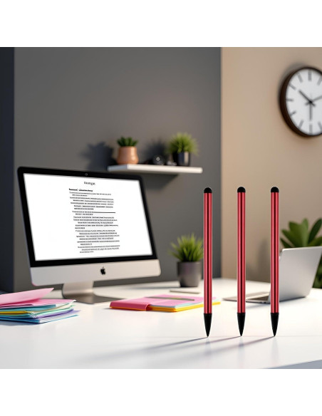 Set de 3 Plumas Estilográficas Rojas Fansoftiks para Pantallas Táctiles