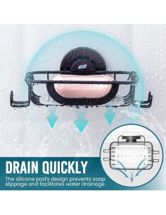 Soporte para Jabón TAILI con Ventosa y Ganchos Negro 2