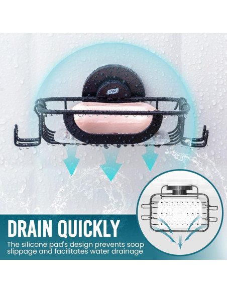 Soporte para Jabón TAILI con Ventosa y Ganchos Negro