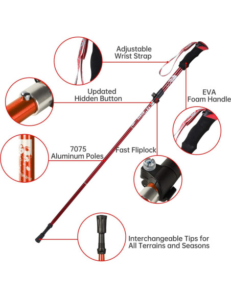 Bastones de Trekking Yovital Ajustables Aluminio 7075 135 cm (Juego de 2) Bastones de Trekking Yovital Ajustables Aluminio 7075 135 cm (Juego de 2)